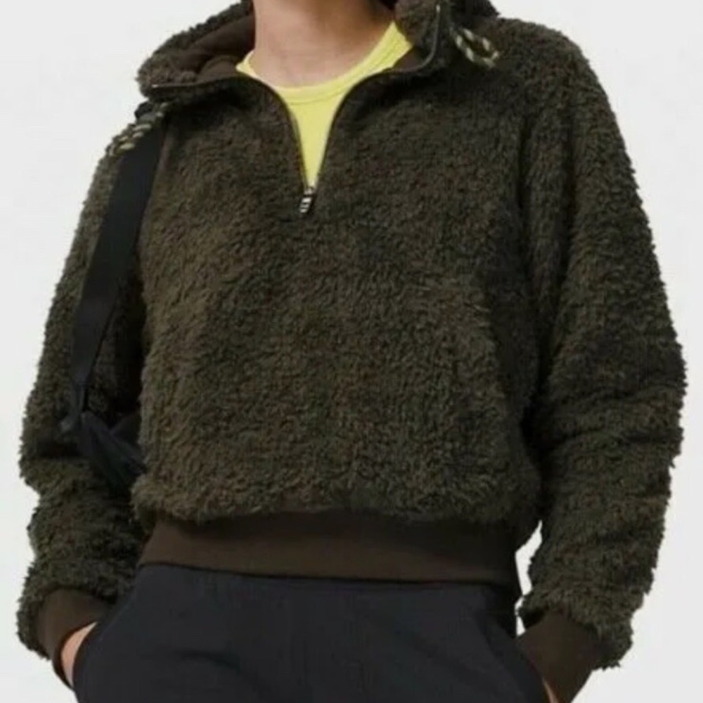 lululemon Oh So Sherpa Olive Green Fleece Jacket